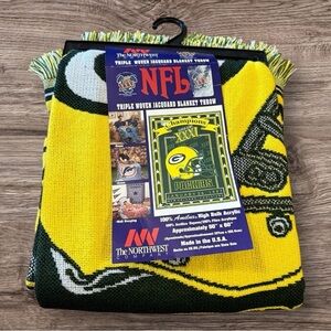 VINTAGE NFL TRIPLE WOVEN JACQUARD BLAKET THROW GB PACKERS - NWT